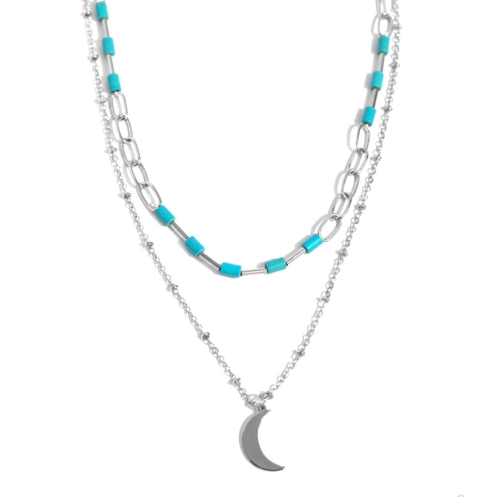 NWT Lunar Lucidity Silver and Blue Beaded Necklace And Earrings Set